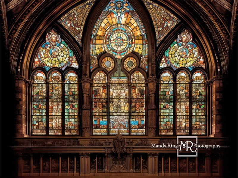 Kate Gothic Arched Stained Glass Window Backdrop Designed by Mandy Ringe Photography - Kate Backdrop AU