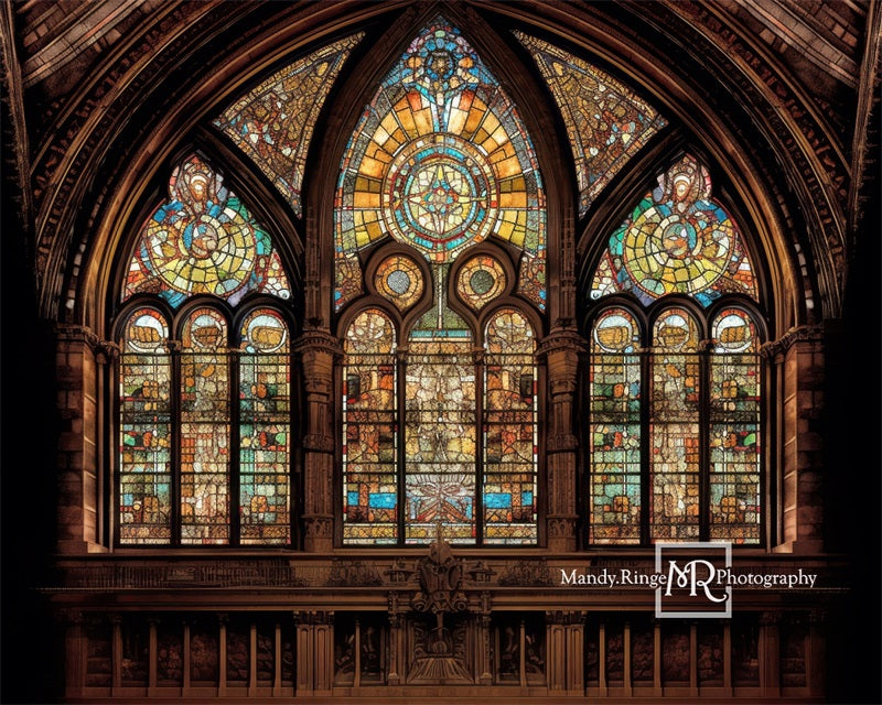 Kate Gothic Arched Stained Glass Window Backdrop Designed by Mandy Ringe Photography - Kate Backdrop AU