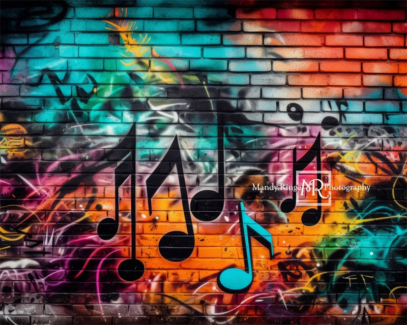 Kate Graffiti Wall with Music Notes Backdrop Designed by Mandy Ringe Photography - Kate Backdrop AU