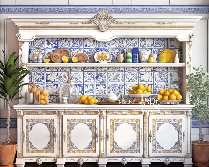 Kate Mediterranean Lemonade Kitchen Backdrop Designed by Mandy Ringe Photography - Kate Backdrop AU