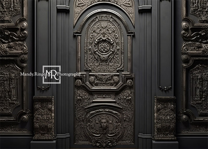 Kate Ornate Black Wall with Door Backdrop Designed by Mandy Ringe Photography - Kate Backdrop AU