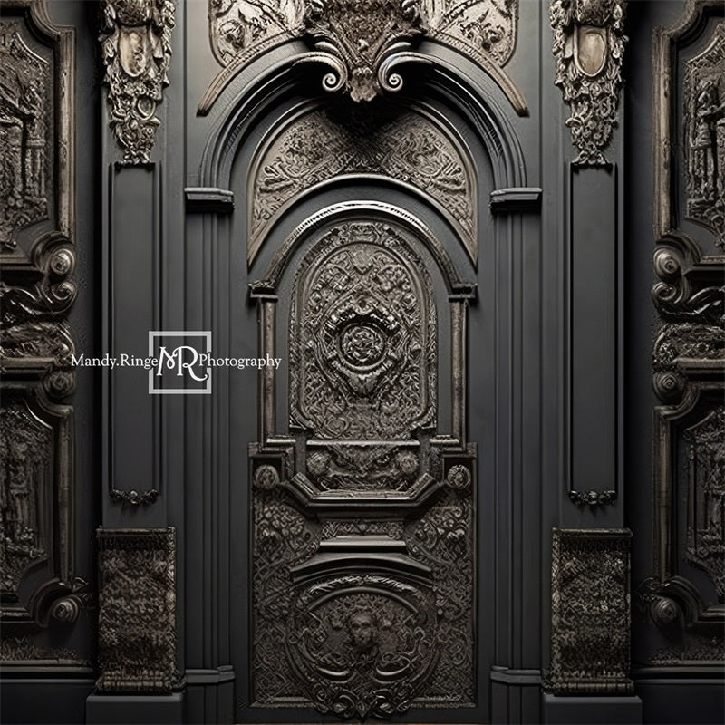 Kate Ornate Black Wall with Door Backdrop Designed by Mandy Ringe Photography - Kate Backdrop AU