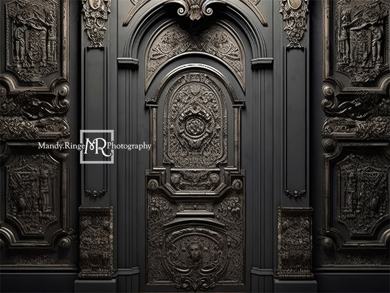 Kate Ornate Black Wall with Door Backdrop Designed by Mandy Ringe Photography - Kate Backdrop AU