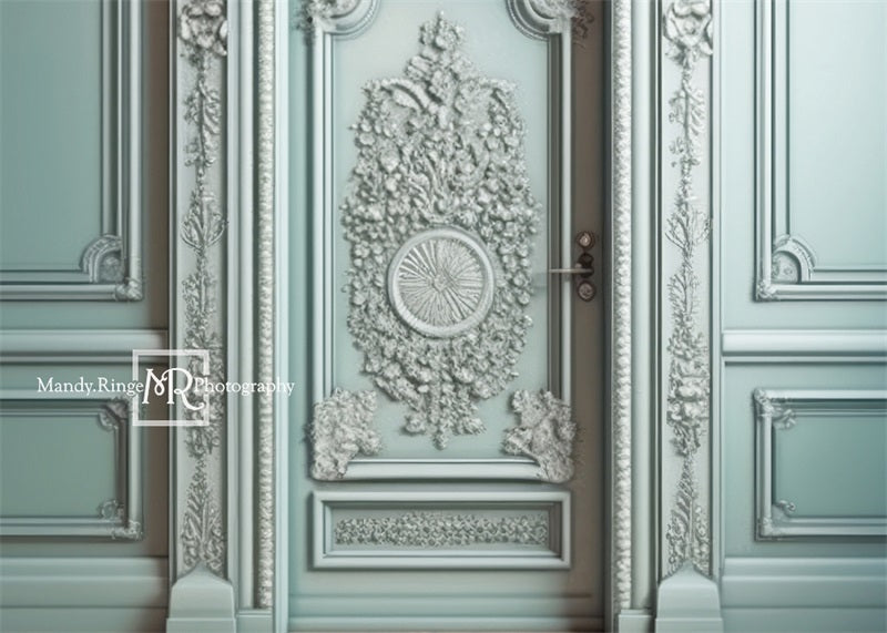 Kate Ornate Mint Victorian Walls Door Backdrop Designed by Mandy Ringe Photography - Kate Backdrop AU