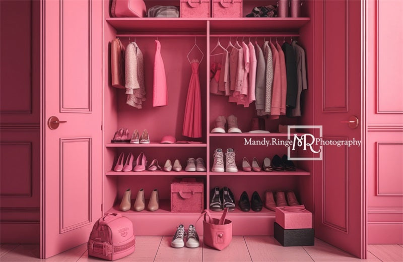 Kate Pink Doll Accessory Closet Backdrop Designed by Mandy Ringe Photography - Kate Backdrop AU