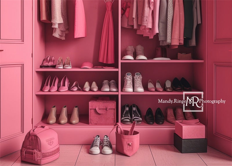 Kate Pink Doll Accessory Closet Backdrop Designed by Mandy Ringe Photography - Kate Backdrop AU