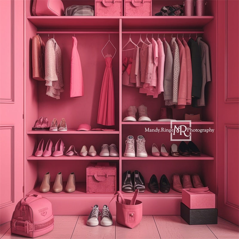 Kate Pink Doll Accessory Closet Backdrop Designed by Mandy Ringe Photography - Kate Backdrop AU