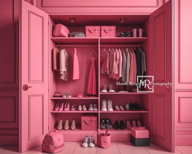 Kate Pink Doll Accessory Closet Backdrop Designed by Mandy Ringe Photography - Kate Backdrop AU