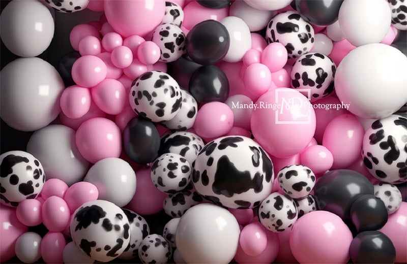 Kate Pink Black Cowprint Balloon Wall Backdrop Designed by Mandy Ringe Photography - Kate Backdrop AU