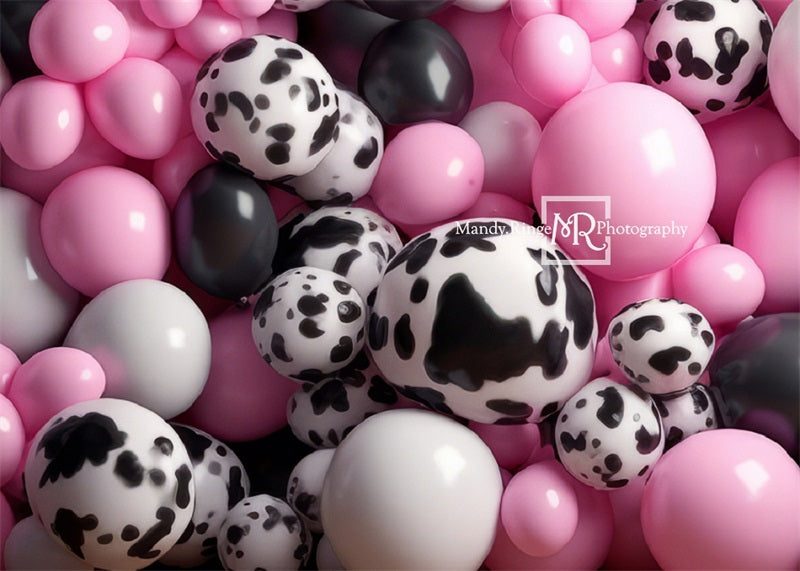 Kate Pink Black Cowprint Balloon Wall Backdrop Designed by Mandy Ringe Photography - Kate Backdrop AU