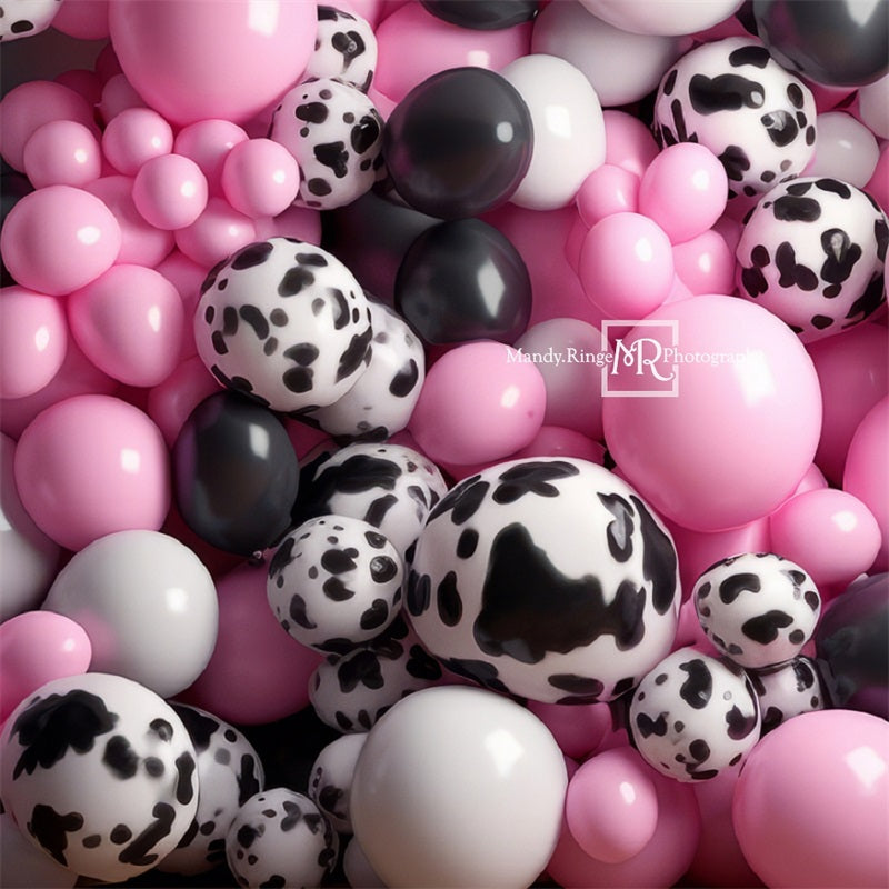 Kate Pink Black Cowprint Balloon Wall Backdrop Designed by Mandy Ringe Photography - Kate Backdrop AU