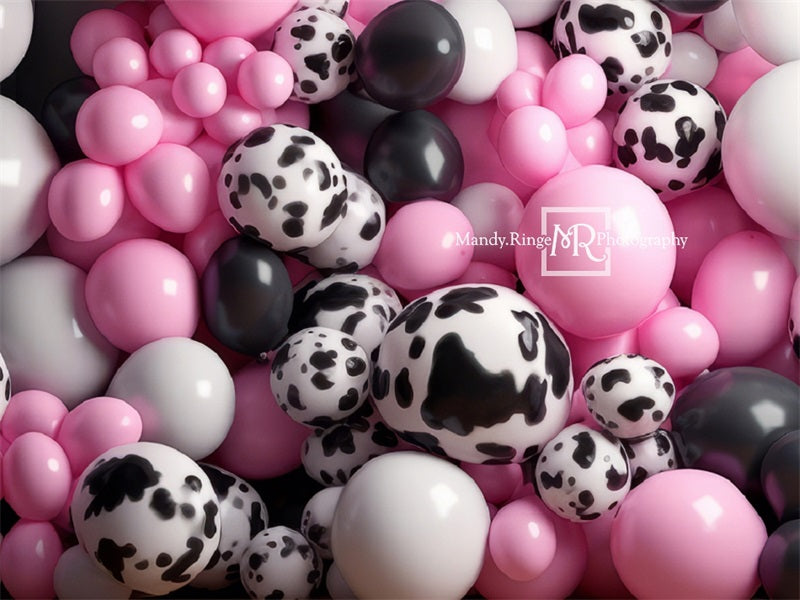 Kate Pink Black Cowprint Balloon Wall Backdrop Designed by Mandy Ringe Photography - Kate Backdrop AU