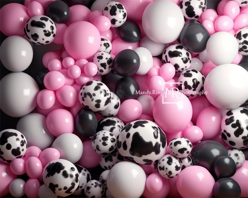 Kate Pink Black Cowprint Balloon Wall Backdrop Designed by Mandy Ringe Photography - Kate Backdrop AU