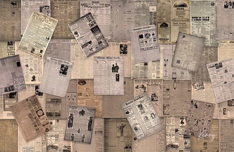 Kate Retro Old Vintage Newspaper Wall Backdrop for Photography Designed by Kerry Anderson - Kate Backdrop AU