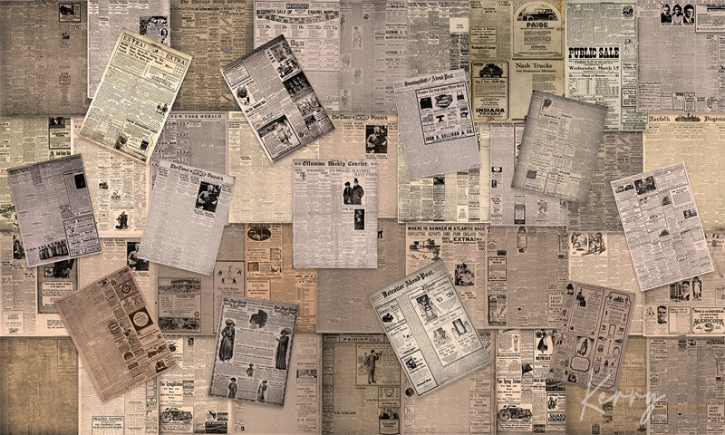 Kate Retro Old Vintage Newspaper Wall Backdrop for Photography Designed by Kerry Anderson - Kate Backdrop AU