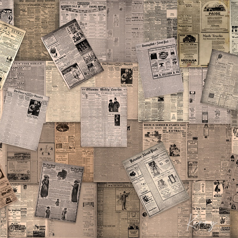 Kate Retro Old Vintage Newspaper Wall Backdrop for Photography Designed by Kerry Anderson - Kate Backdrop AU