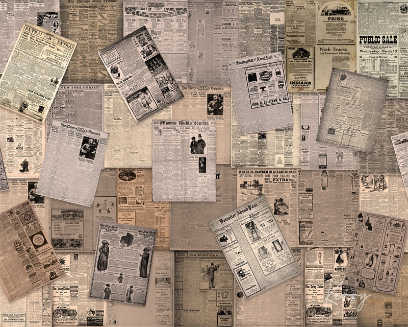 Kate Retro Old Vintage Newspaper Wall Backdrop for Photography Designed by Kerry Anderson - Kate Backdrop AU