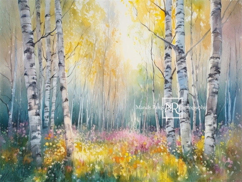 Kate Watercolor Spring Forest Backdrop Designed by Mandy Ringe Photography - Kate Backdrop AU