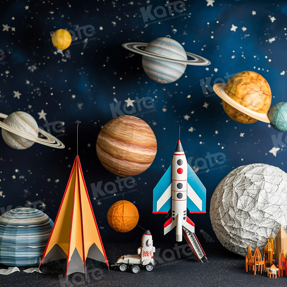 Kate Cosmic Planet Rocket Backdrop for Photography - Kate Backdrop AU