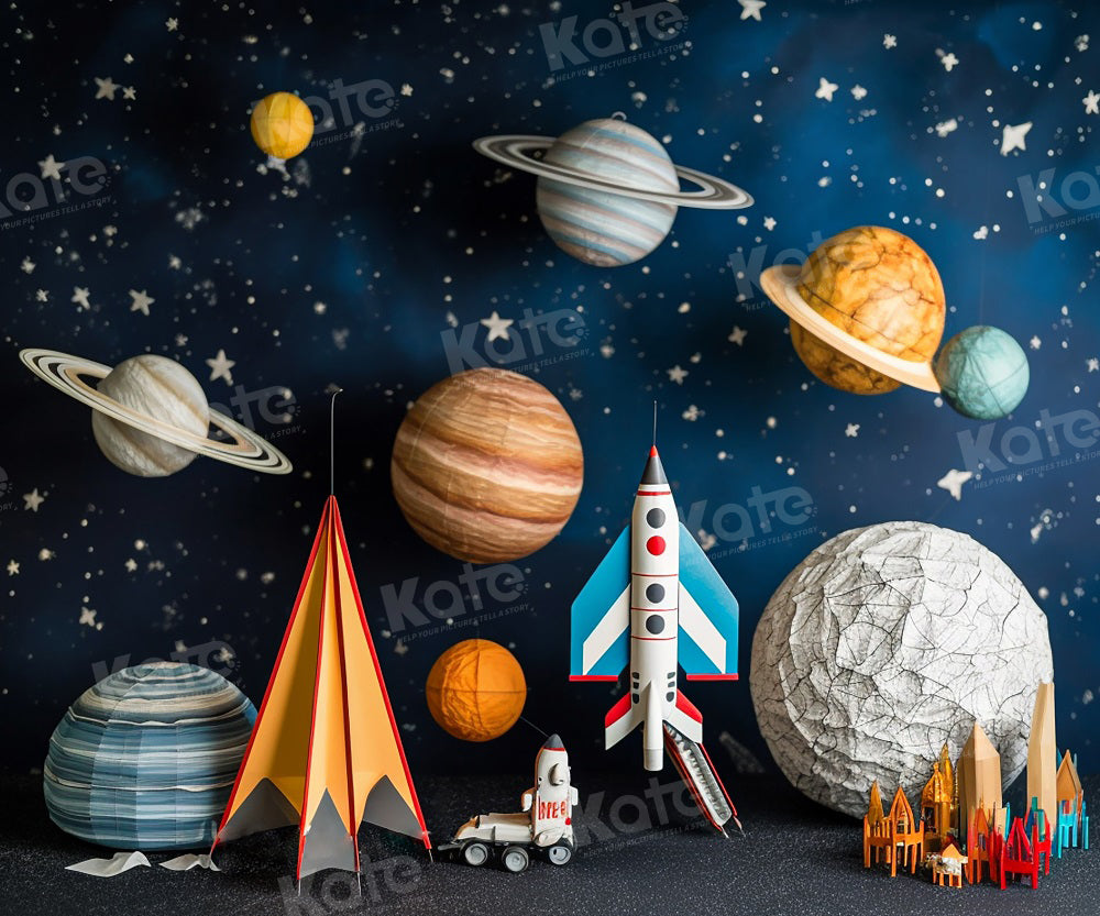 Kate Cosmic Planet Rocket Backdrop for Photography - Kate Backdrop AU