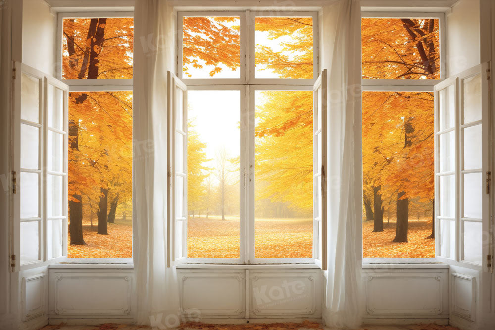 Kate Autumn Woods House Backdrop Fallen Leaves Designed by Chain Photography - Kate Backdrop AU