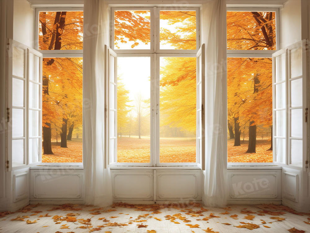 Kate Autumn Woods House Backdrop Fallen Leaves Designed by Chain Photography - Kate Backdrop AU