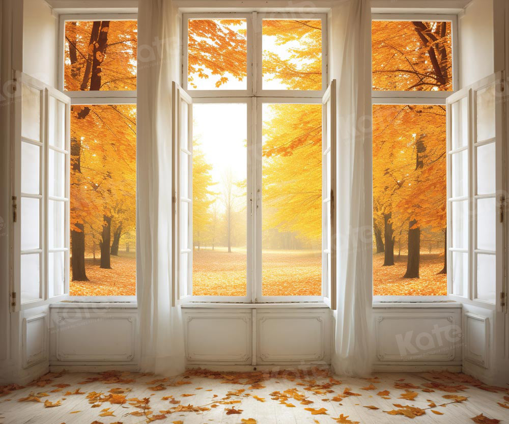 Kate Autumn Woods House Backdrop Fallen Leaves Designed by Chain Photography - Kate Backdrop AU