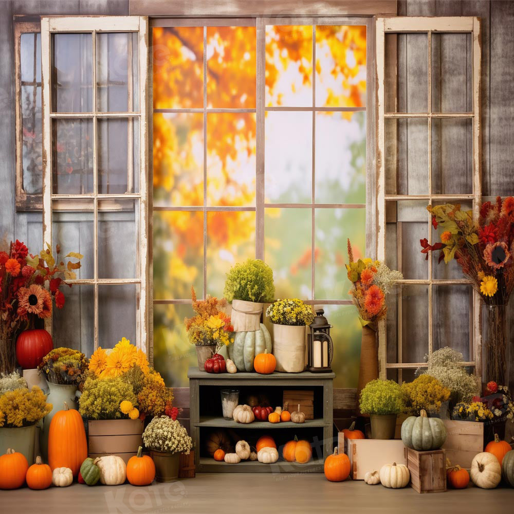 Kate Window Autumn Backdrop Pumpkin Designed by Chain Photography - Kate Backdrop AU
