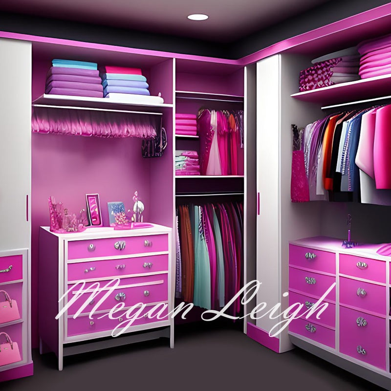 Kate Pink Princess Cloakroom Backdrop Designed by Megan Leigh Photography - Kate Backdrop AU