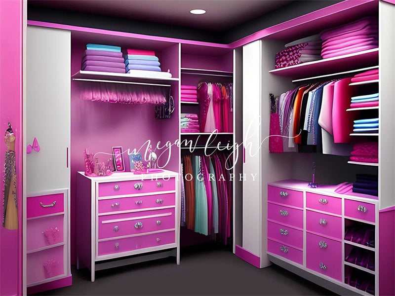 Kate Pink Princess Cloakroom Backdrop Designed by Megan Leigh Photography - Kate Backdrop AU