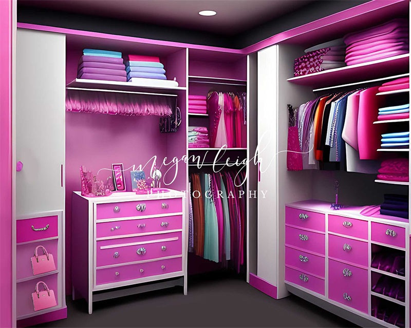 Kate Pink Princess Cloakroom Backdrop Designed by Megan Leigh Photography - Kate Backdrop AU