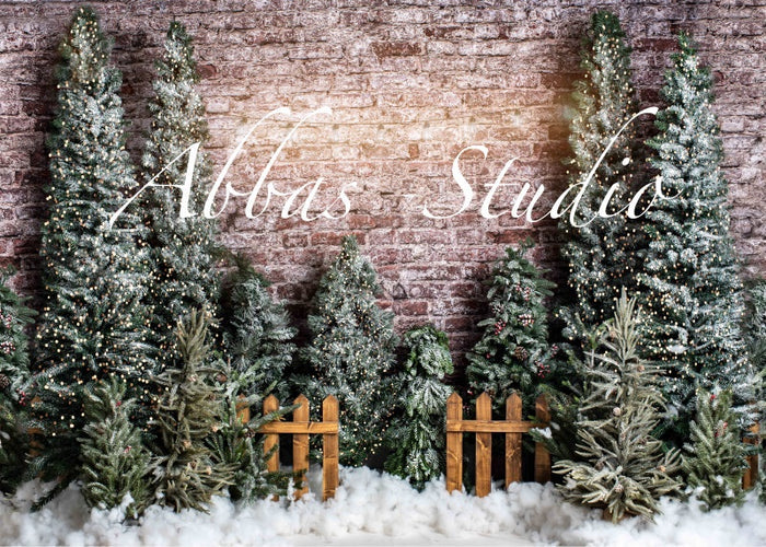 Kate Christmas Outdoor Fence Trees Lights Backdrop Designed by Abbas Studio - Kate Backdrop AU