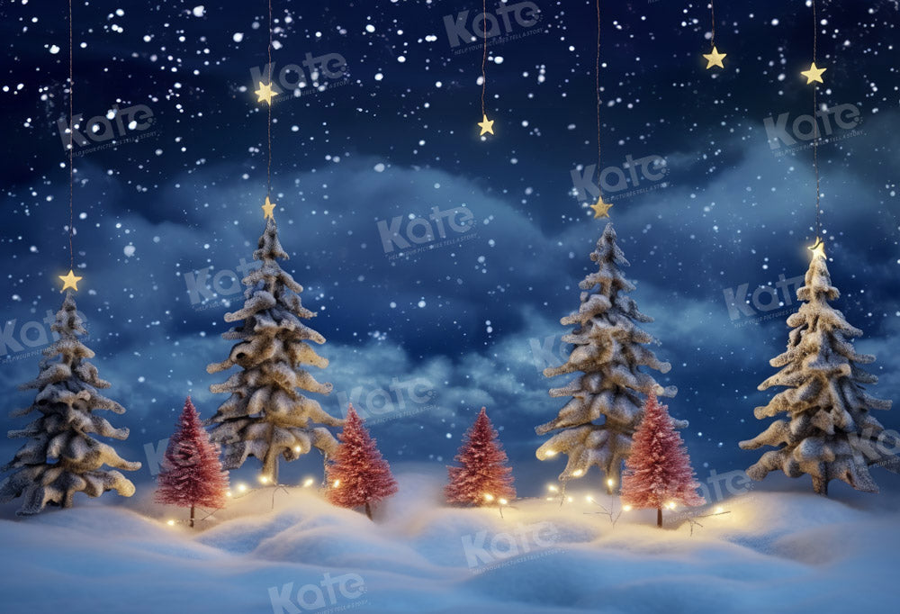 Kate Winter Christmas Snow Night Backdrop Designed by Chain Photography - Kate Backdrop AU