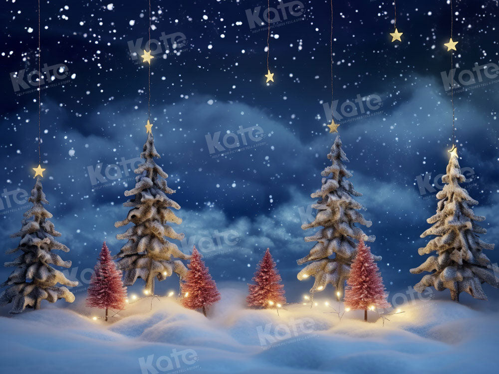Kate Winter Christmas Snow Night Backdrop Designed by Chain Photography - Kate Backdrop AU