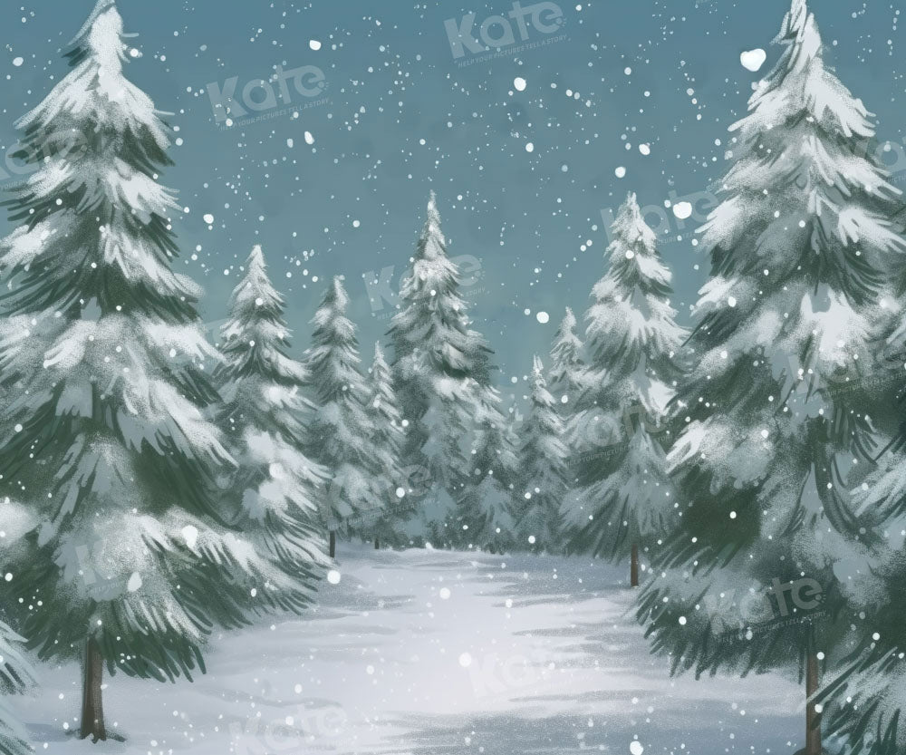 Kate Winter Christmas Outdoor Forest Trees Backdrop Designed by GQ - Kate Backdrop AU