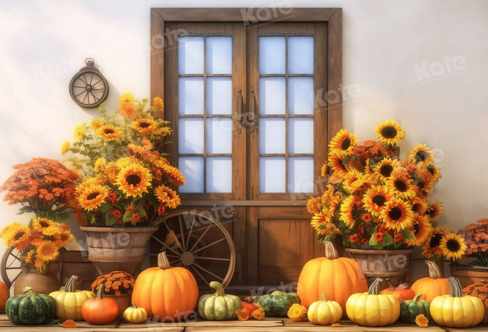 Kate Autumn Pumpkin Sunflowers Backdrop Designed by Chain Photography - Kate Backdrop AU