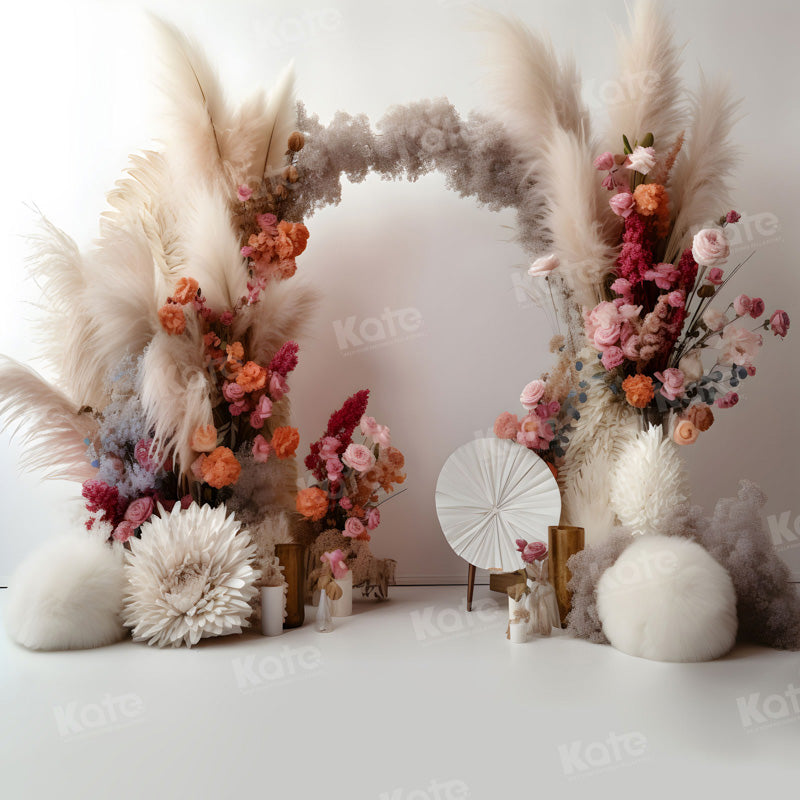 Kate Autumn Flowers Backdrop Boho White for Photography - Kate Backdrop AU