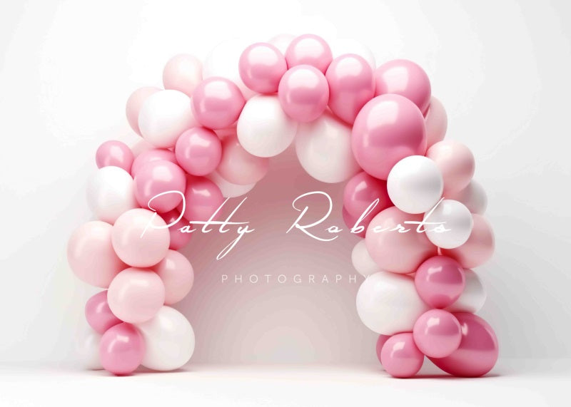 Kate Pink White Baloons Arch Backdrop Designed by Patty Robertss - Kate Backdrop AU