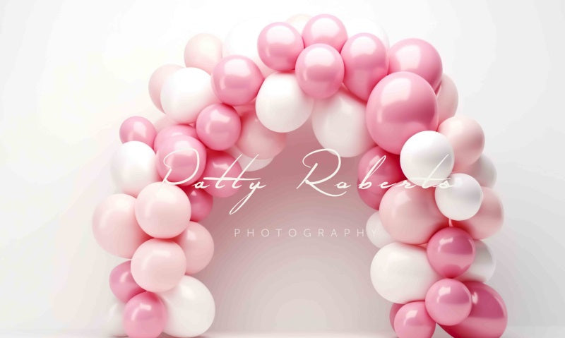 Kate Pink White Baloons Arch Backdrop Designed by Patty Robertss - Kate Backdrop AU