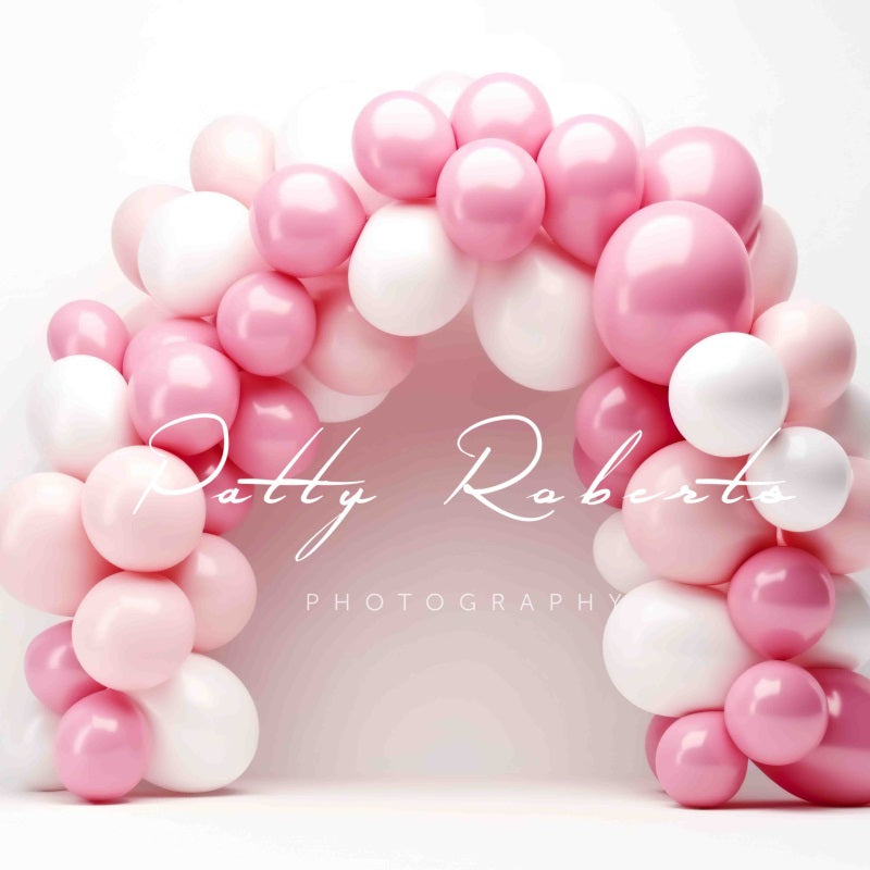 Kate Pink White Baloons Arch Backdrop Designed by Patty Robertss - Kate Backdrop AU