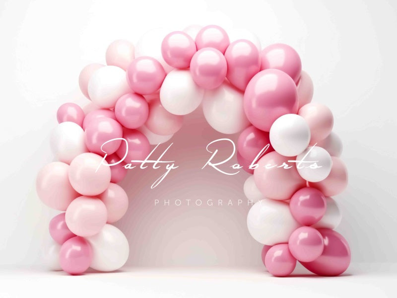Kate Pink White Baloons Arch Backdrop Designed by Patty Robertss - Kate Backdrop AU