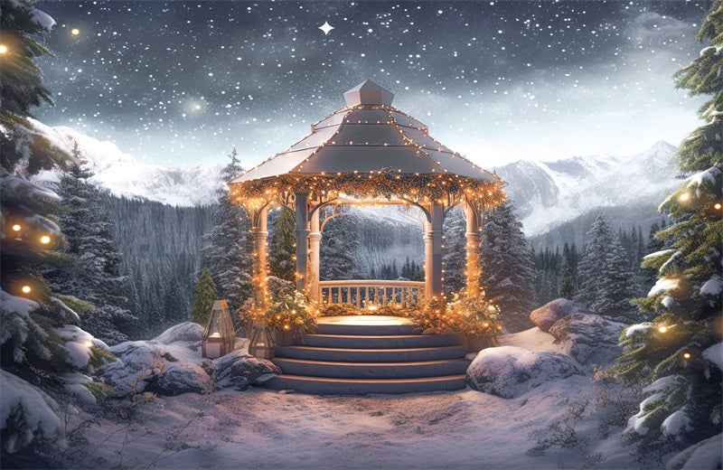 Kate Snowy Mountain Gazebo Backdrop Designed by Angela Marie Photography - Kate Backdrop AU