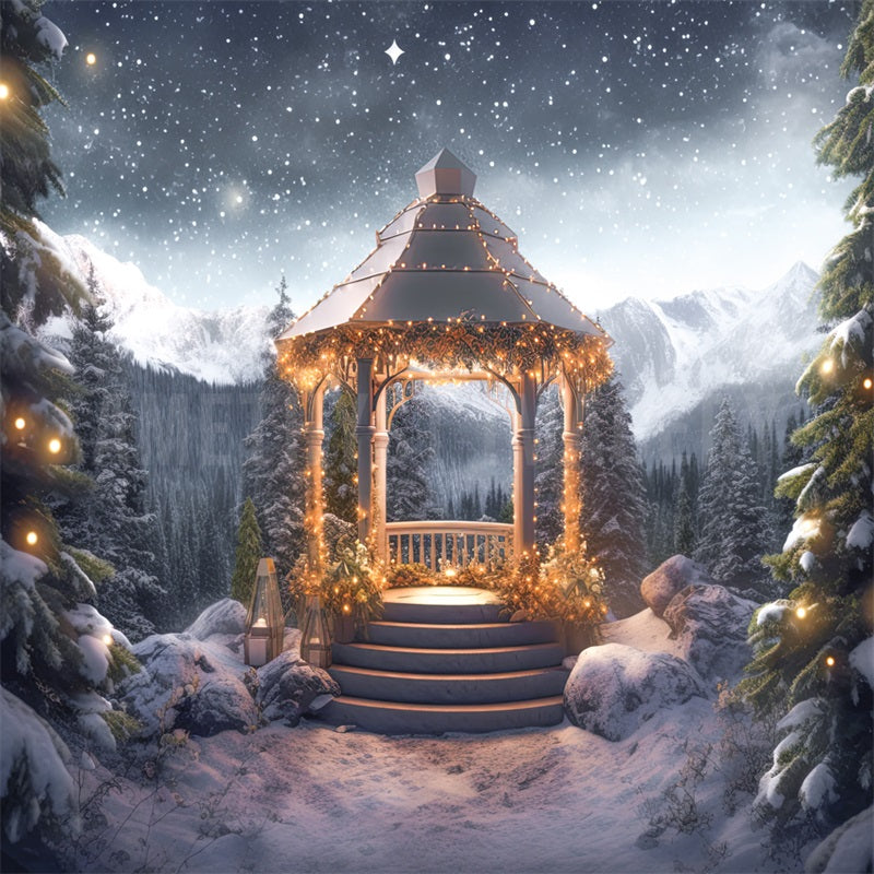 Kate Snowy Mountain Gazebo Backdrop Designed by Angela Marie Photography - Kate Backdrop AU