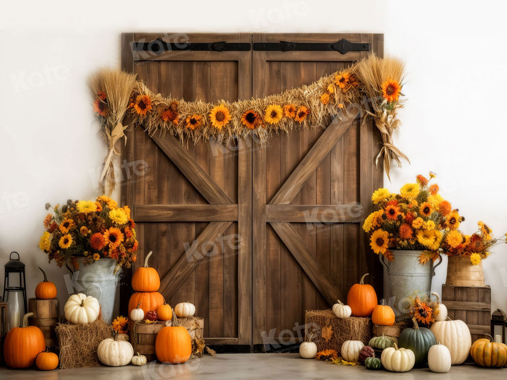 Kate Fall Pumpkin Barn Door Backdrop Designed by Chain Photography - Kate Backdrop AU
