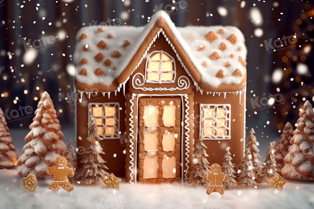 Kate Winter Christmas Backdrop Gingerbread House Designed by Chain Photography - Kate Backdrop AU