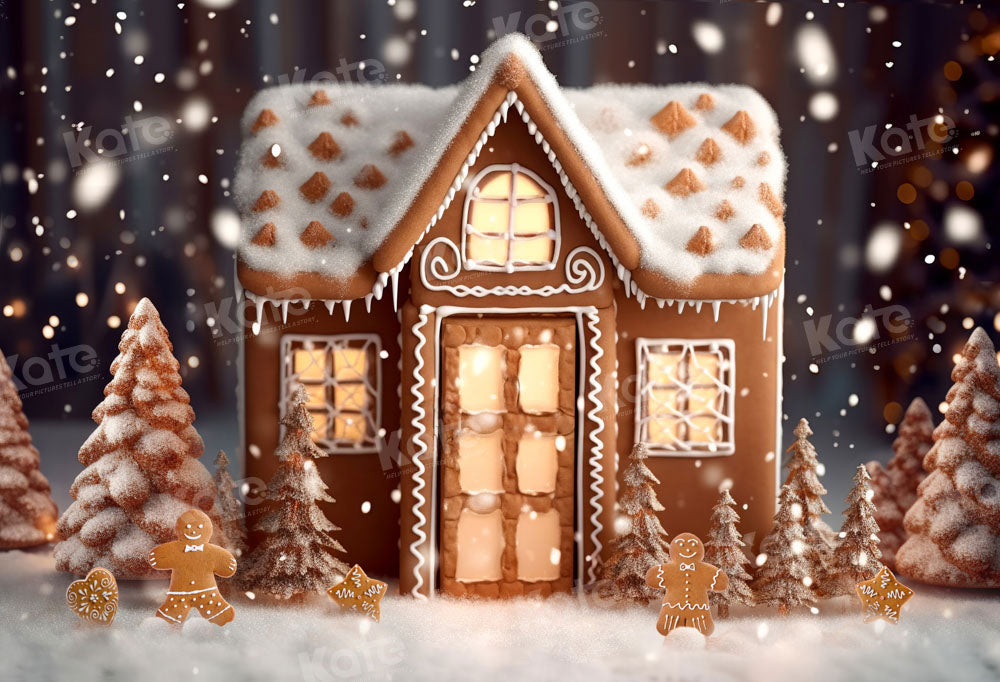 Kate Winter Christmas Backdrop Gingerbread House Designed by Chain Photography - Kate Backdrop AU