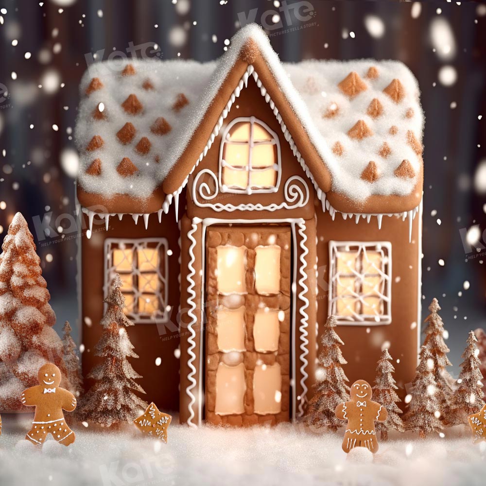 Kate Winter Christmas Backdrop Gingerbread House Designed by Chain Photography - Kate Backdrop AU