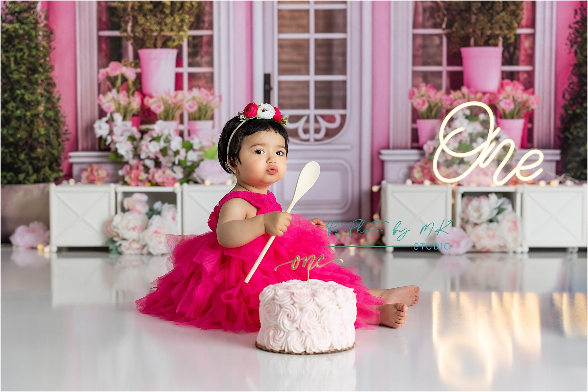 Kate Pink Shop Flower Pot Spring Backdrop Designed by Chain Photography - Kate Backdrop AU