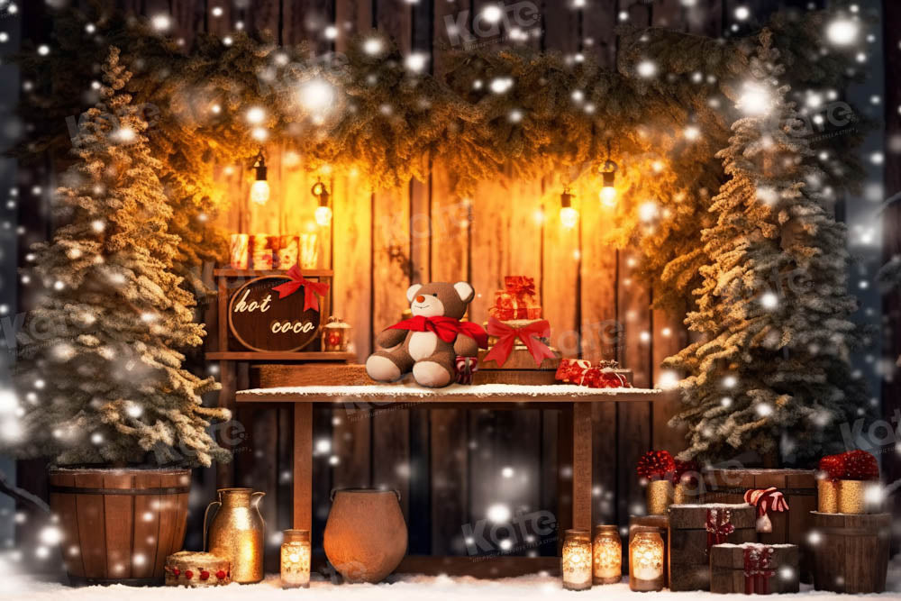 Kate Christmas Bear Hot Cocoa Backdrop Designed by Chain Photography - Kate Backdrop AU