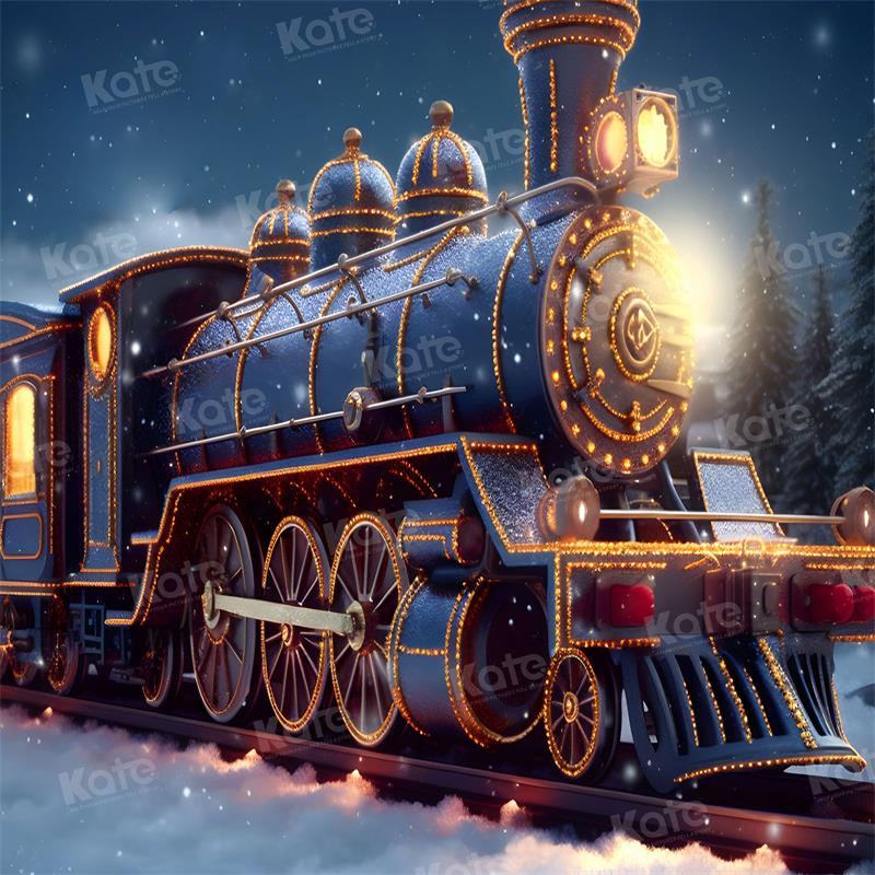 Kate Winter Train Snow Backdrop for Photography - Kate Backdrop AU